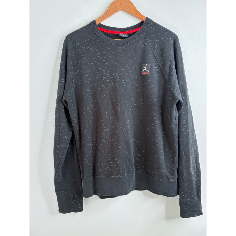 Nike Jordan Flight Mens Black Geometric‎ Crewneck Sweatshirt Large Jumpman Logo